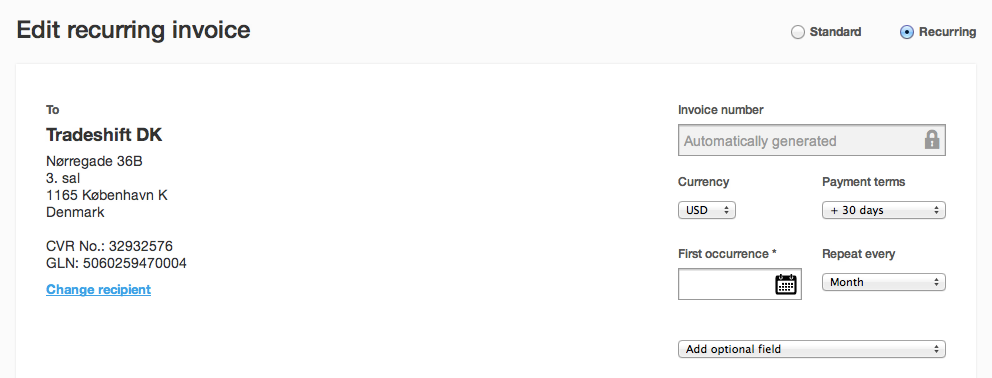 Recurring Invoices screenshot