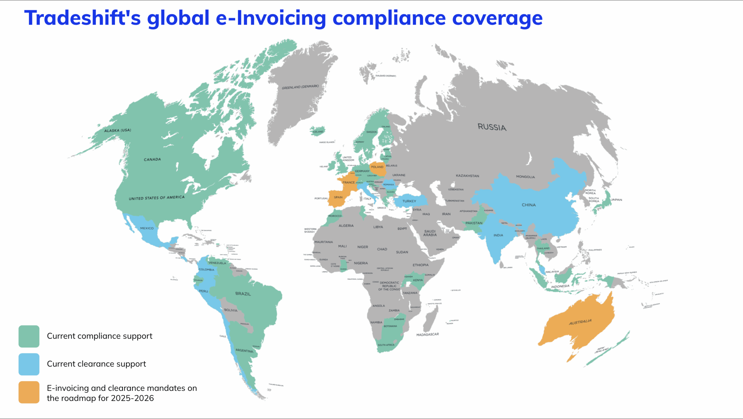 Tradeshift e-Invoicing compliance global coverage